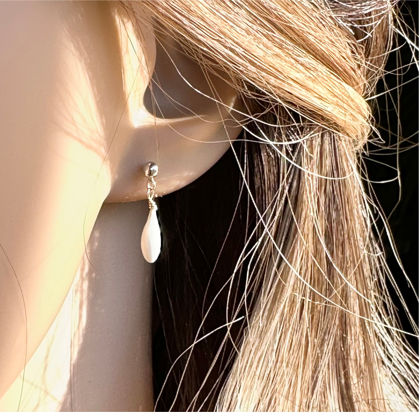 Boucles d'oreilles mariée et gouttes porcelaine en Argent 925