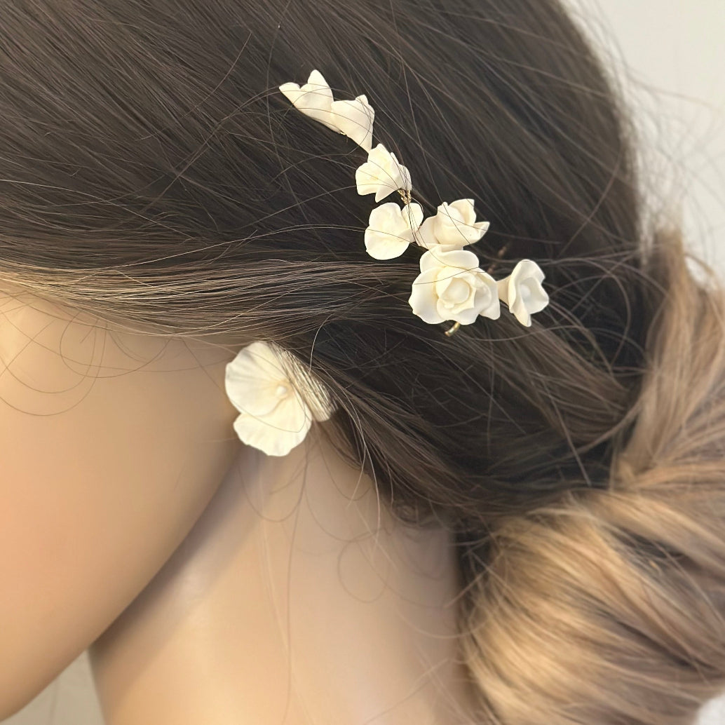 barrette fleur blanche