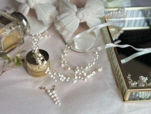 perles blanche et or