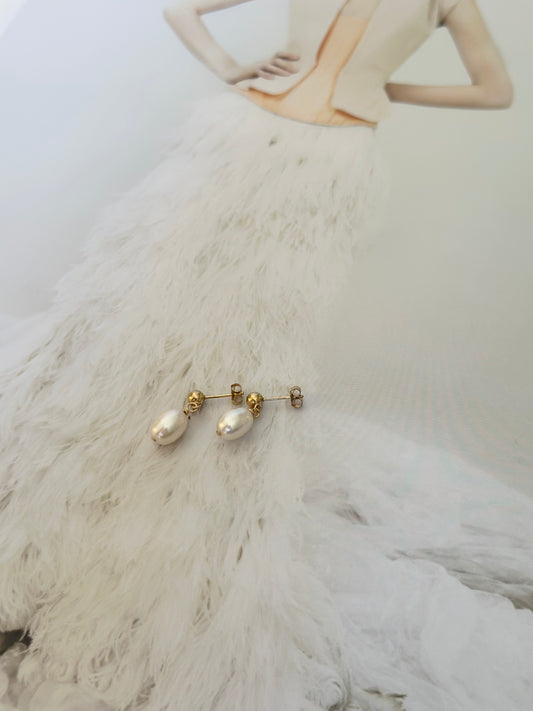 Boucles d'oreilles perles et or