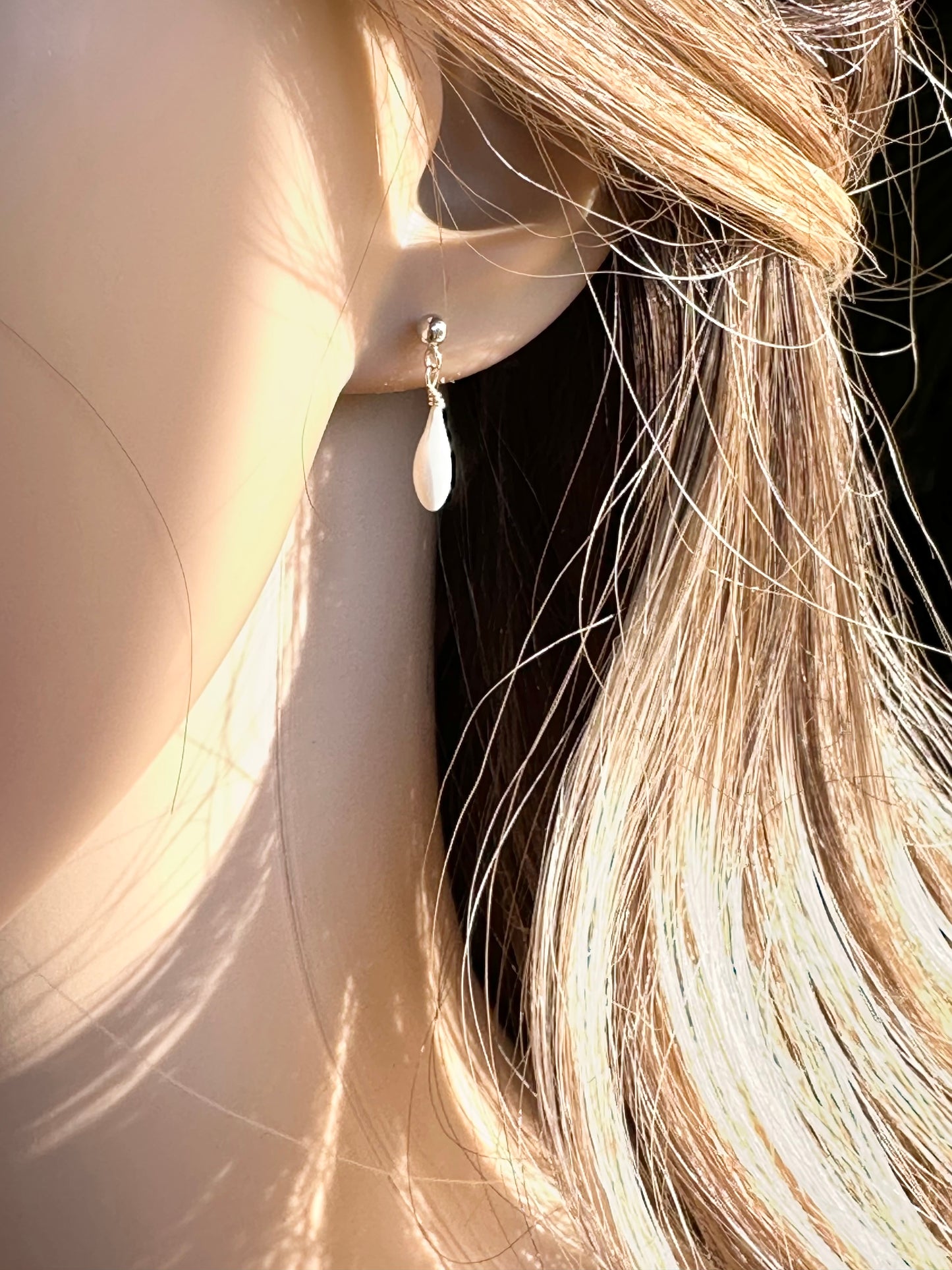 Boucles d'oreilles mariée et gouttes porcelaine en Argent 925