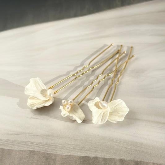 Pics à chignon porcelaine TOSCANE - Accessoire cheveux mariage