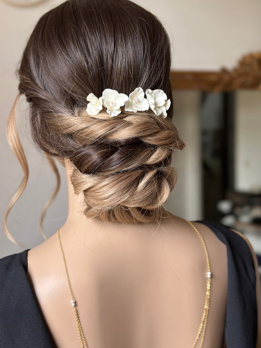Peigne de Mariée fleurs et perles - Lou