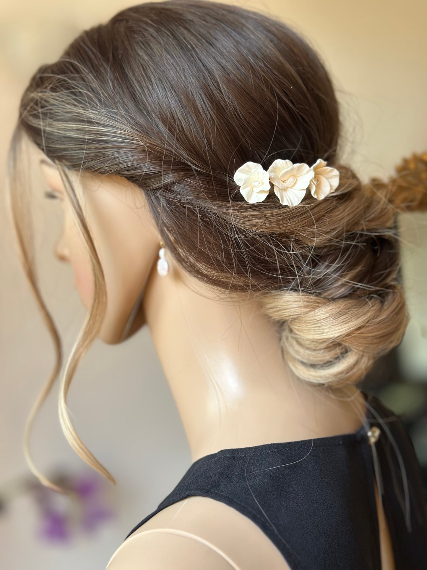 Peigne fleurs et perles - Mini Lou
