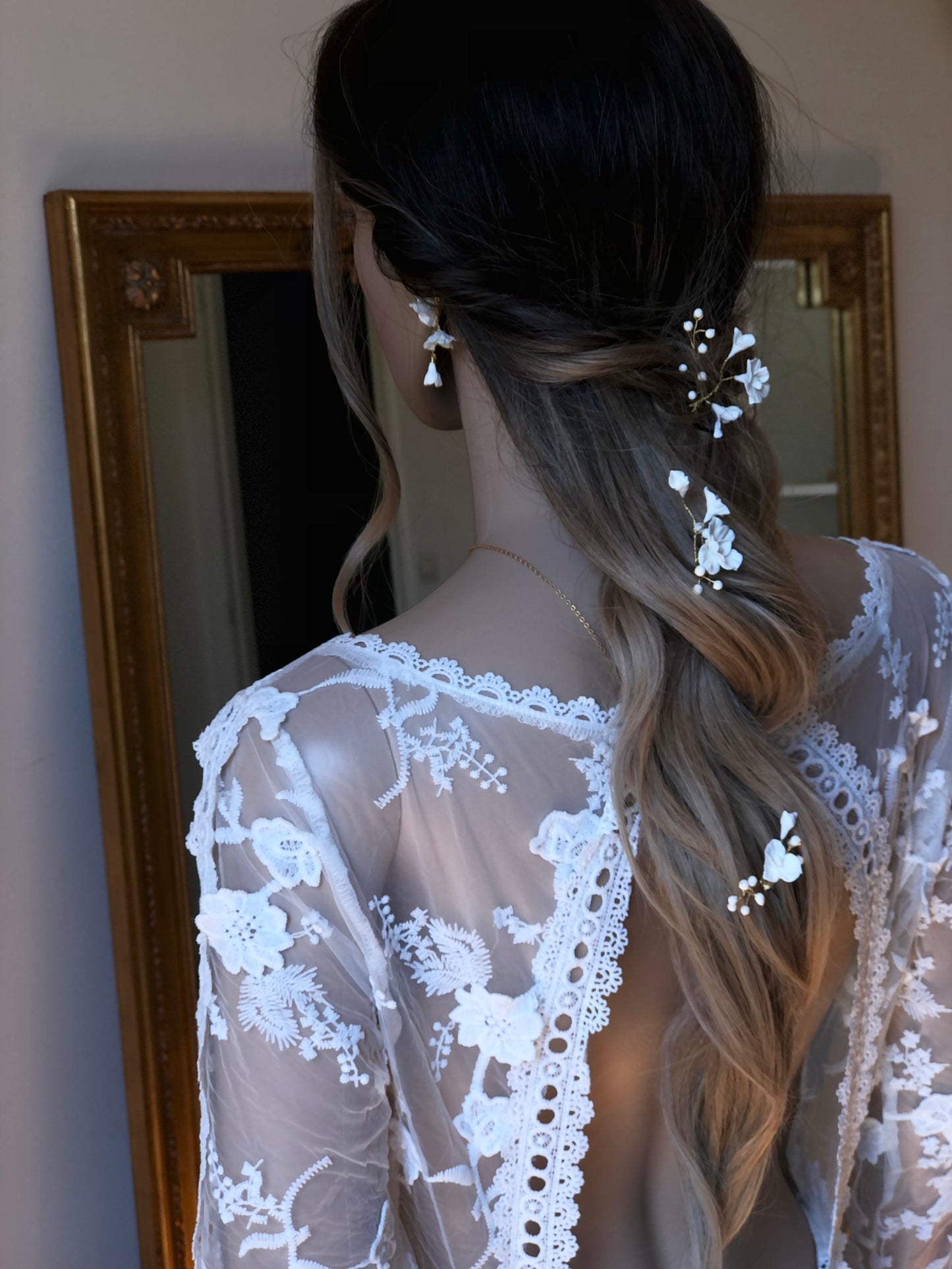 Trio de pics à chignon fleurs