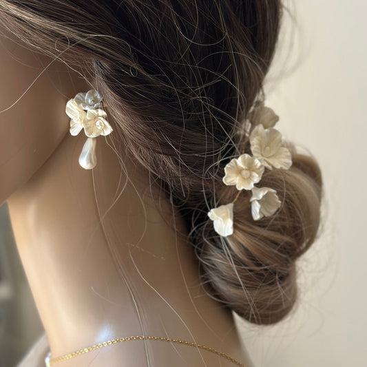 pic à chignon fleur porcelaine