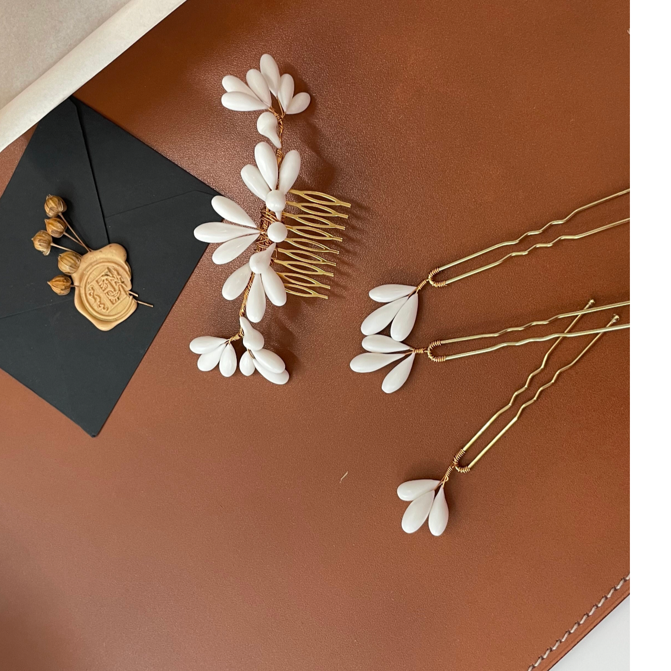 Peigne et épingles en porcelaine - Elégancia Accessoires