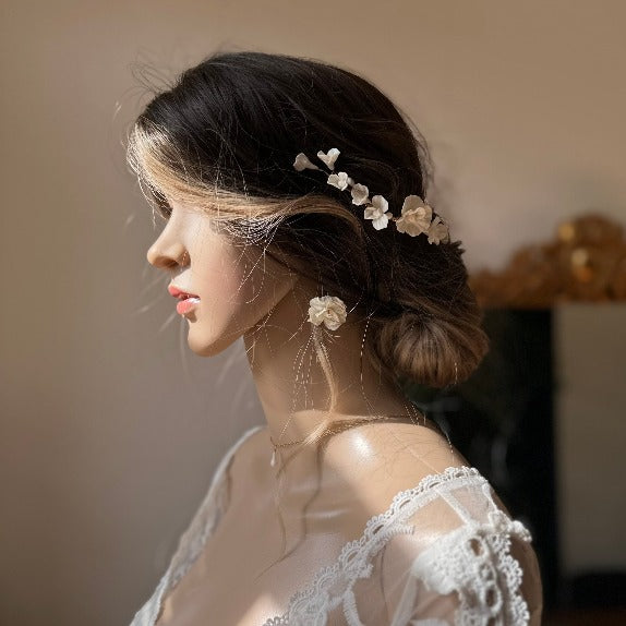 peigne fleurs mariage porcelaine