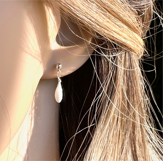 Boucles d'oreilles mariée et gouttes porcelaine en Argent 925
