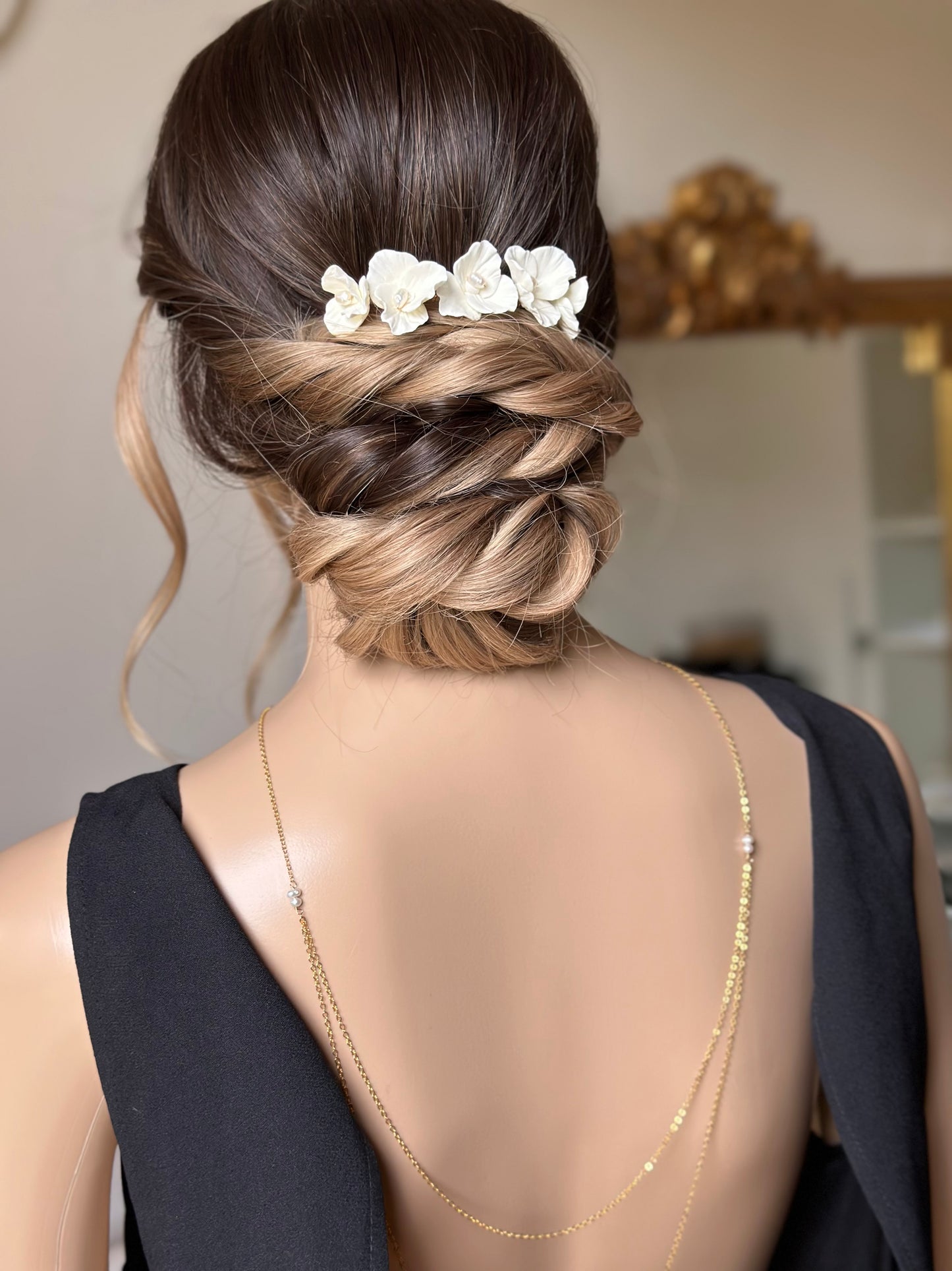 Peigne de Mariée fleurs et perles - Lou