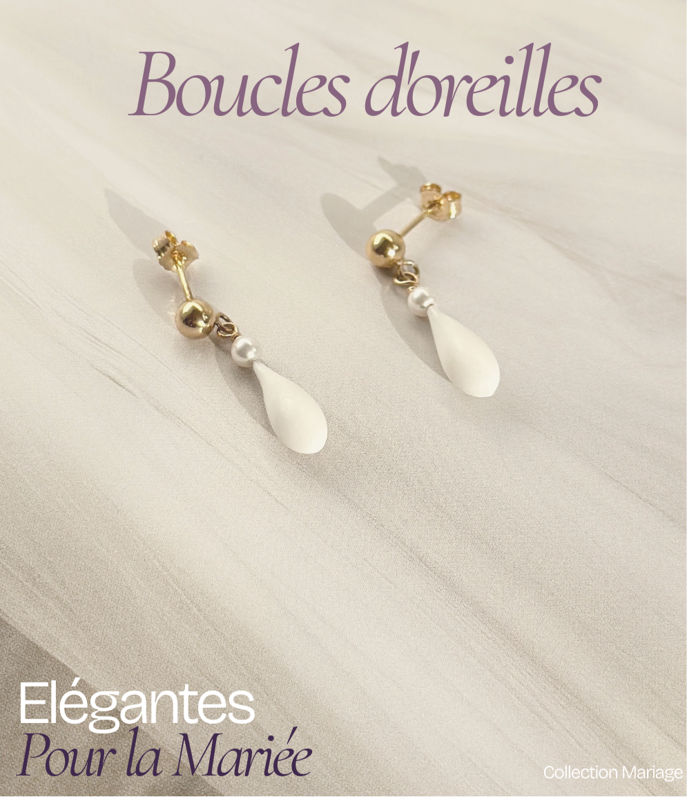Boucles d'oreilles de Mariée en porcelaine - Jeanne