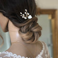 Barrette LILA - Accessoire cheveux mariage fleurs et gouttes en porcelaine