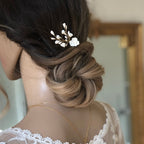 Barrette LILA - Accessoire cheveux mariage fleurs et gouttes en porcelaine