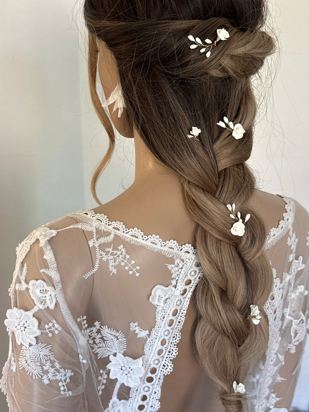 6 pics à cheveux fleurs en porcelaine froide - Éloïse