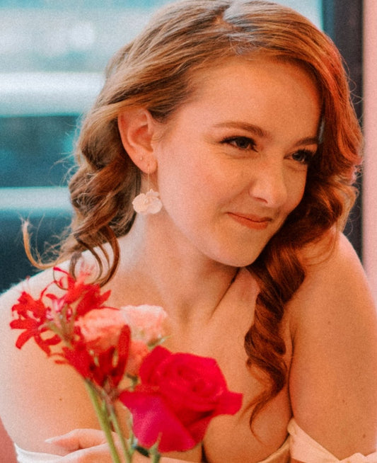 boucles d'oreilles glamour perles fleur et or