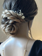 Barrette LILA - Accessoire cheveux mariage fleurs et gouttes en porcelaine