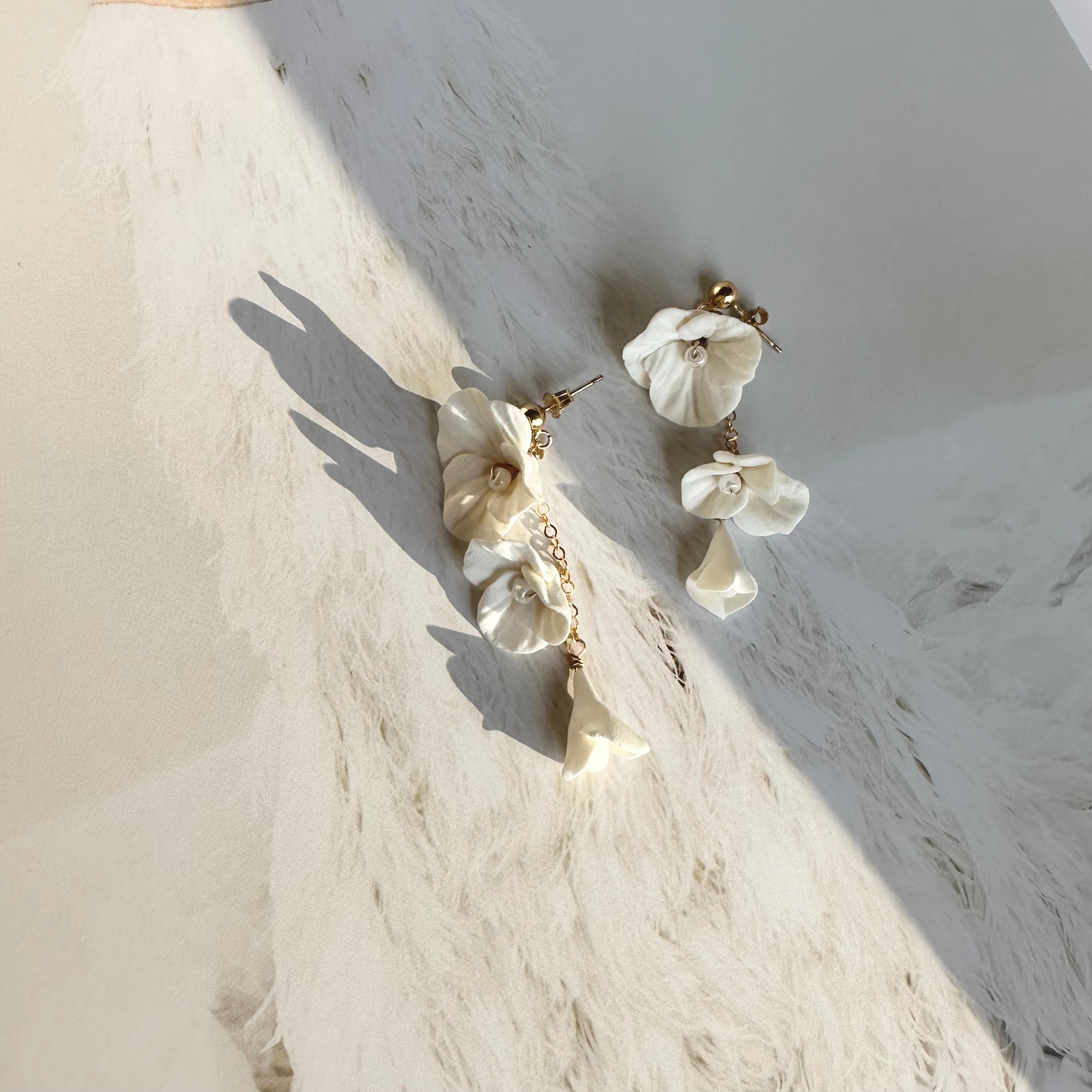 Boucles d'oreilles Mariée avec fleurs pendantes - Elisa