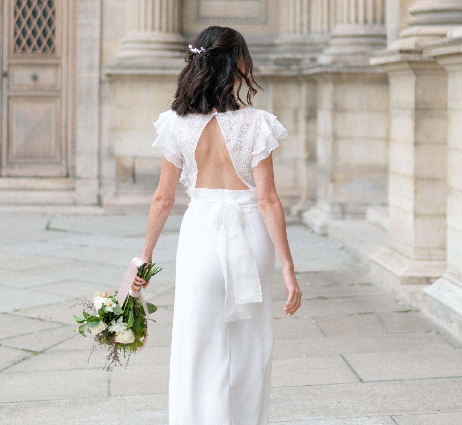 Peigne cheveux mariage porcelaine