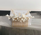 Peigne fleurs en porcelaine froide et perles