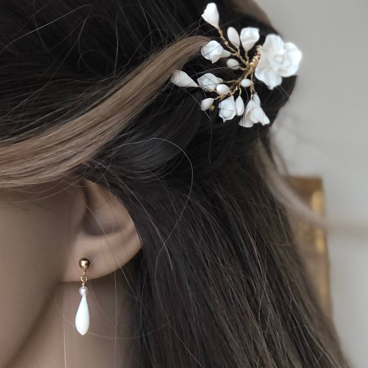 boucles d'oreilles mariage goutte et perle 
