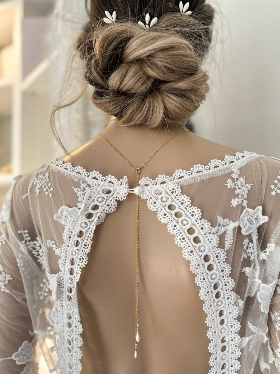 collier de dos or et porcelaine