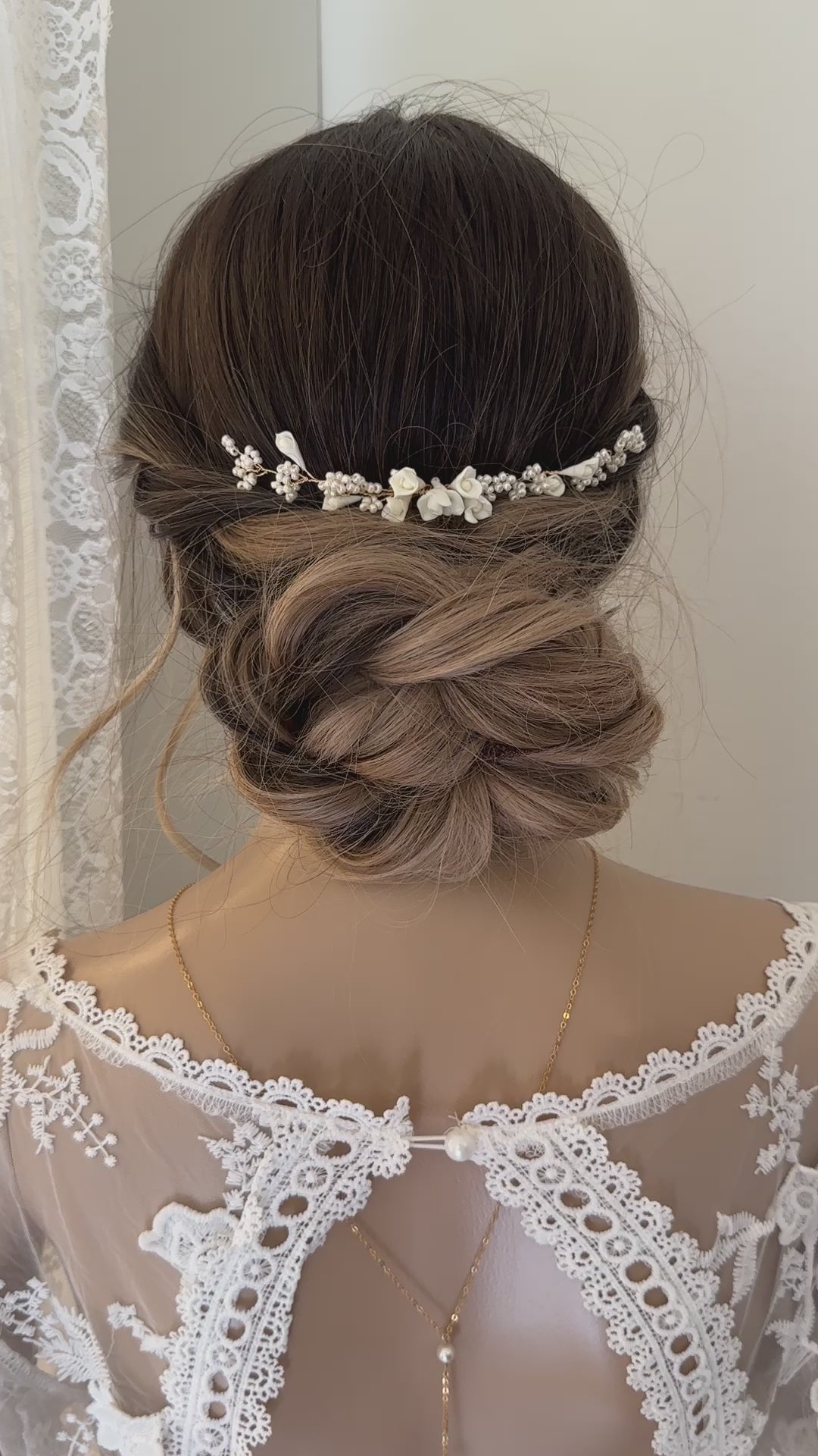 POETIQUE / peigne mariée fleurs et perles