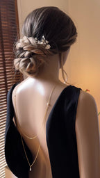 Barrette LILA - Accessoire cheveux mariage fleurs et gouttes en porcelaine