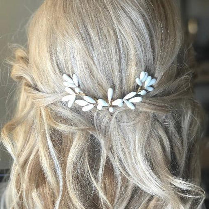 Bijoux cheveux mariage porcelaine