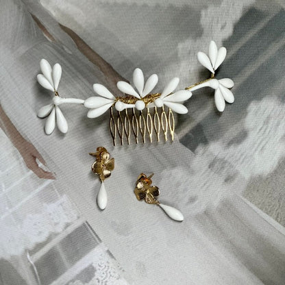 peigne cheveux mariage elegant porcelaine